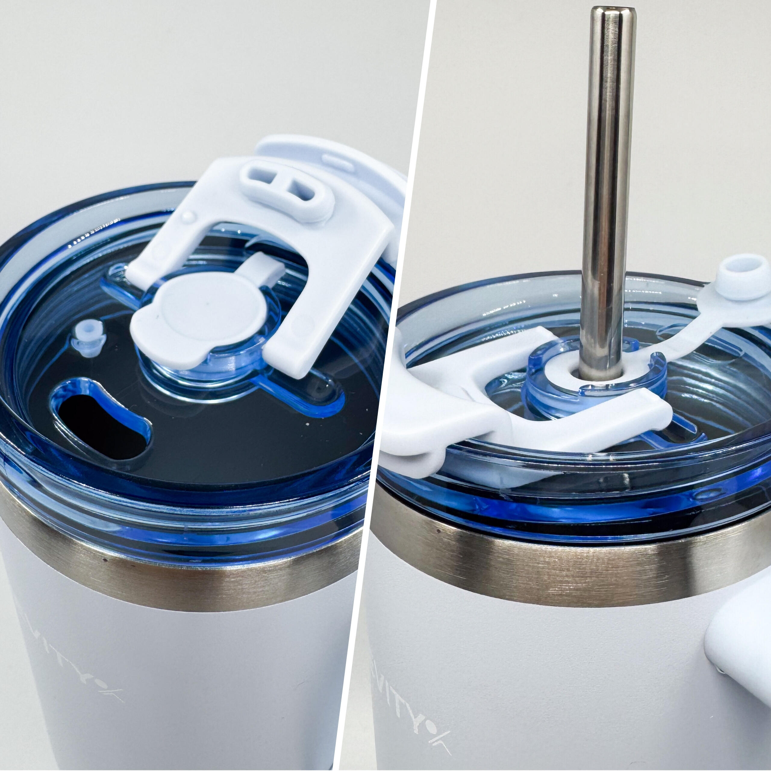 Vaso taza isotérmico de acero inoxidable 900 ml con pajita y asa 3/7