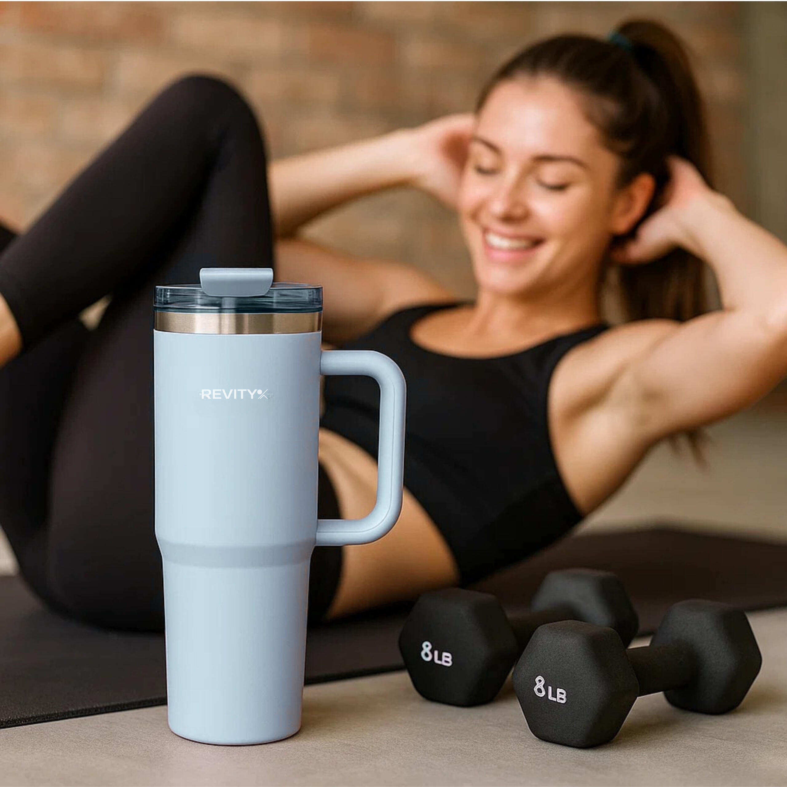 Vaso taza isotérmico de acero inoxidable 900 ml con pajita y asa 7/7