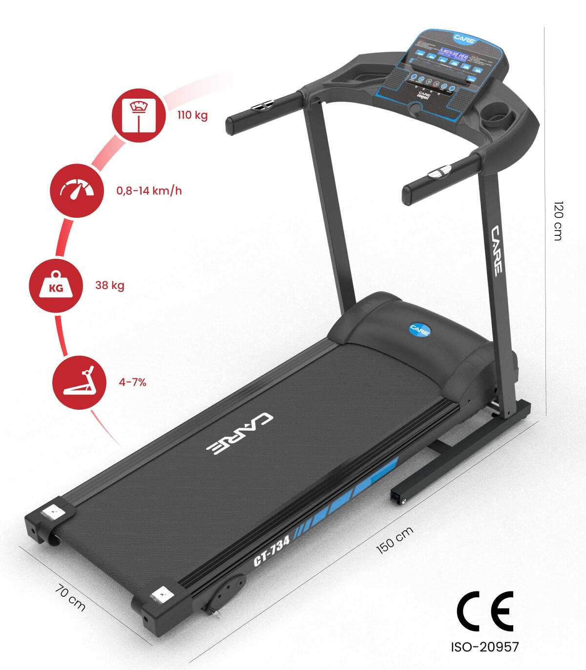 Verbonden loopband - 14km/u - CARE - KINOMAP 2/7