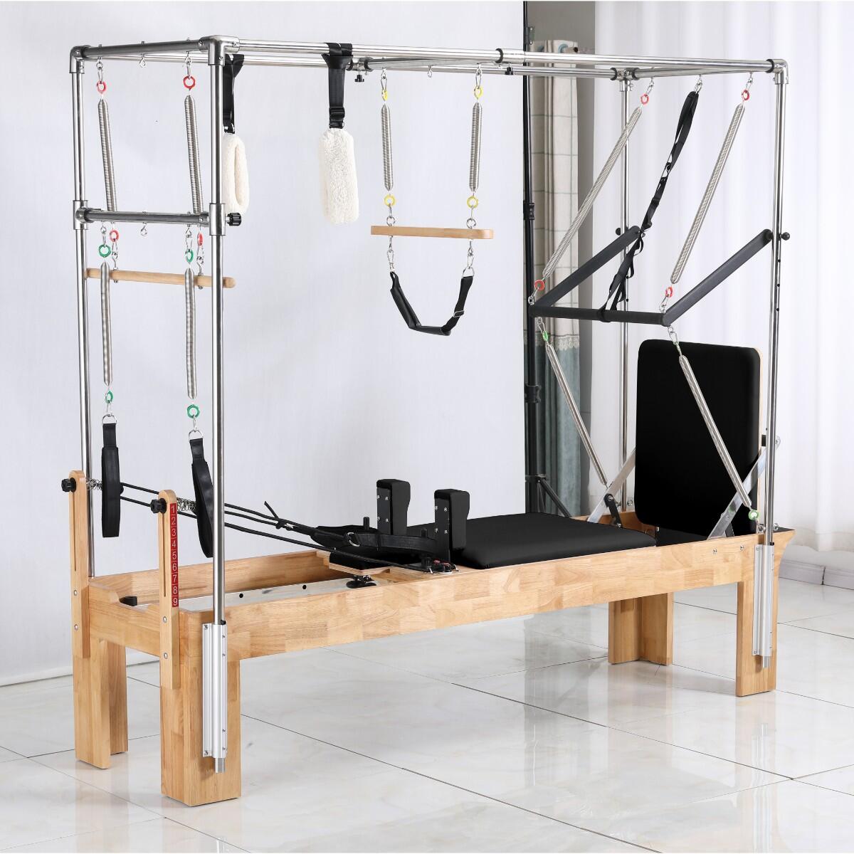 Appareil de Pilates Cadillac en bois massif noir, stable et sûr 2/7