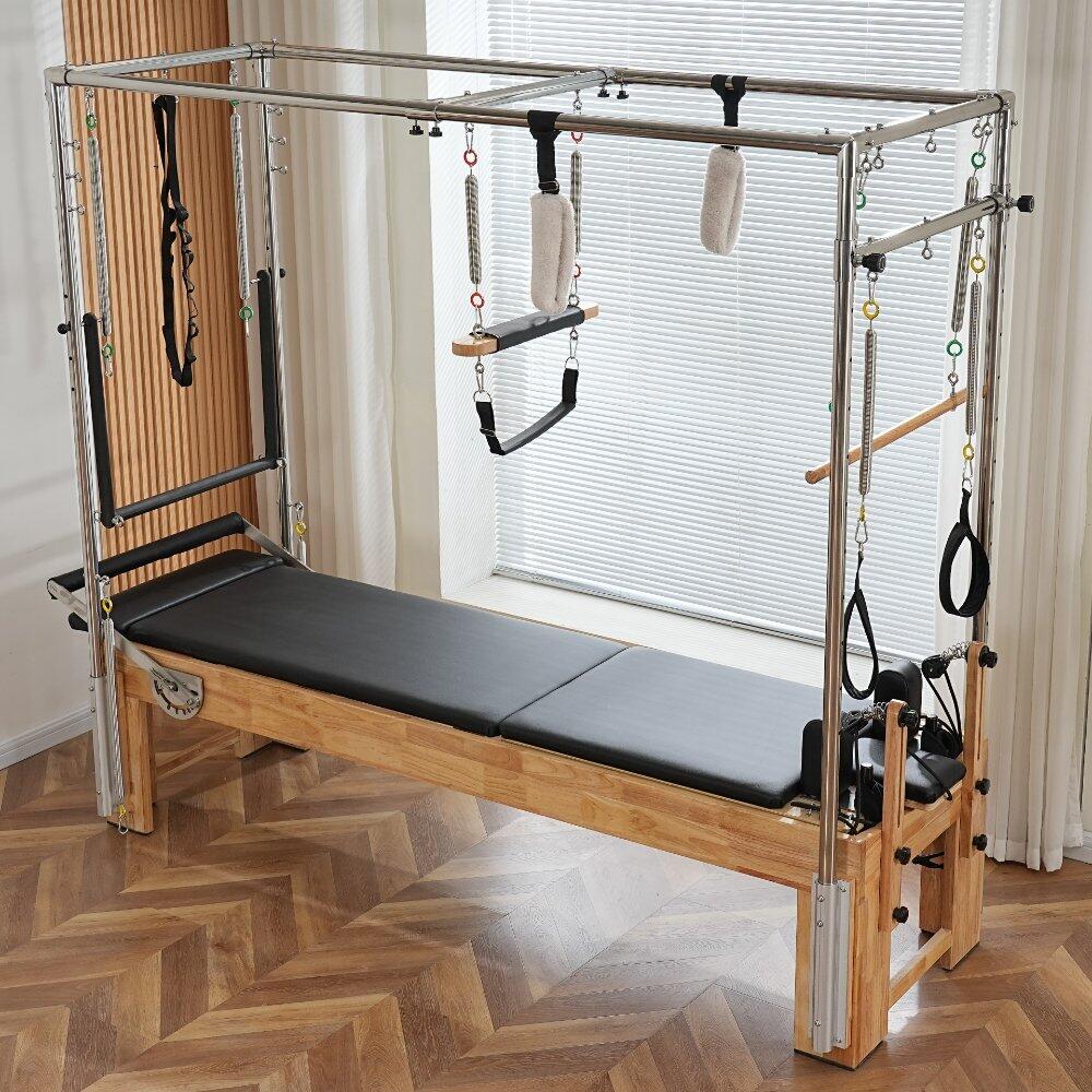 Appareil de Pilates Cadillac en bois massif noir, stable et sûr 4/7