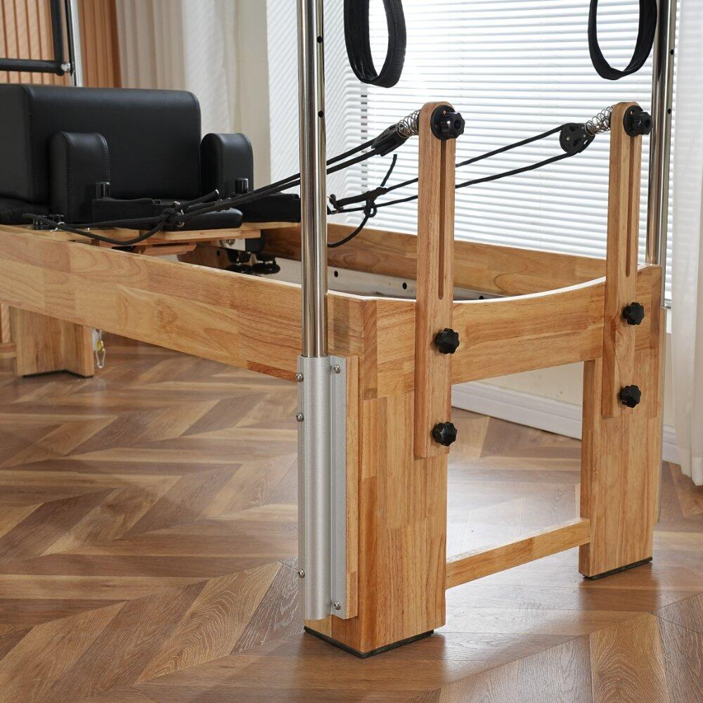 Appareil de Pilates Cadillac en bois massif noir, stable et sûr 6/7