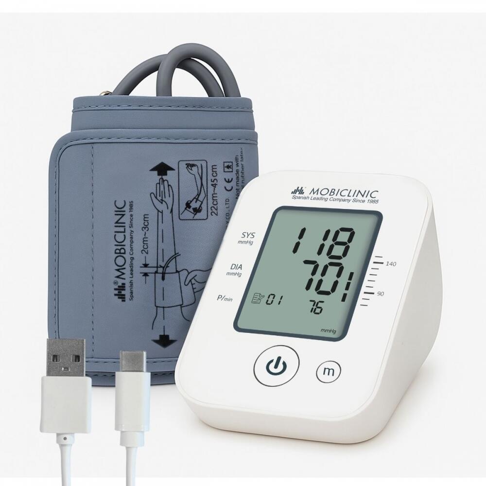 Digital Blood Pressure Monitor, Automatic Arm Cuff with Memory, White