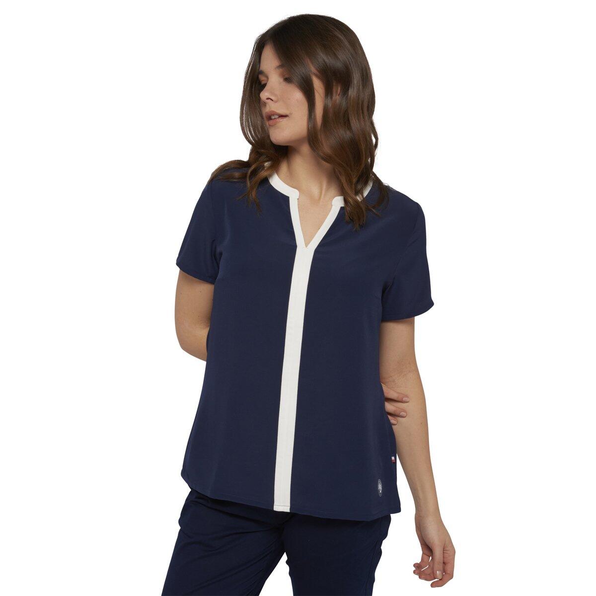 Roland Garros - Blouse Femme Roland-garros - Bleu Marine - Chemise Manches Courtes - Bleu - 38 S - Decathlon