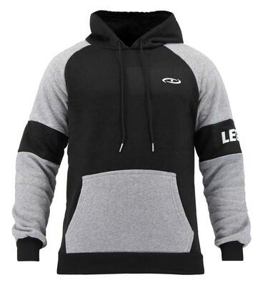 Hoodie dames/heren zwart grijs fleece fitness en hardlopen
