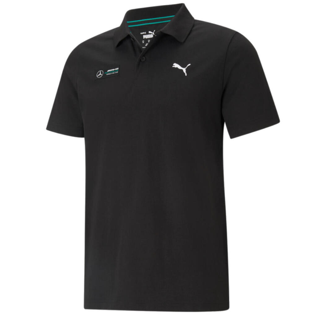 Mens F1 Essentials Mercedes Polo Shirt (Black)