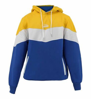 Hoodie legend tricolore dames/heren geel fleece fitness en hardlopen