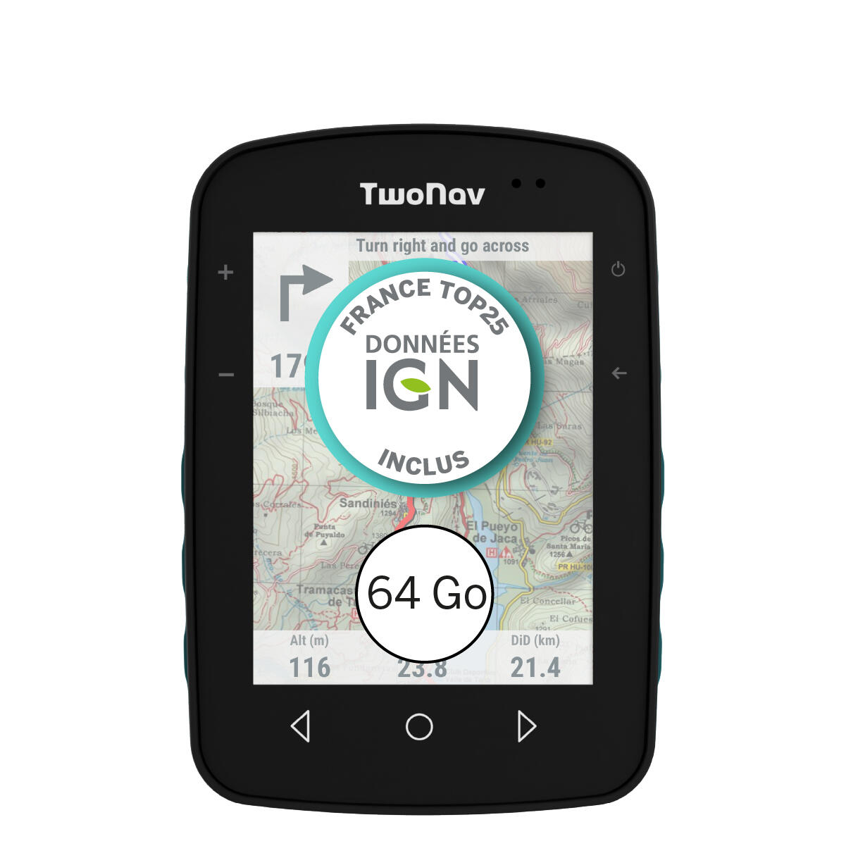 Twonav - Gps Terra (64 Go) + Carte France Ign Top25 Twonav - Compteur Gps Vélo - Bleu - No Size - Decathlon