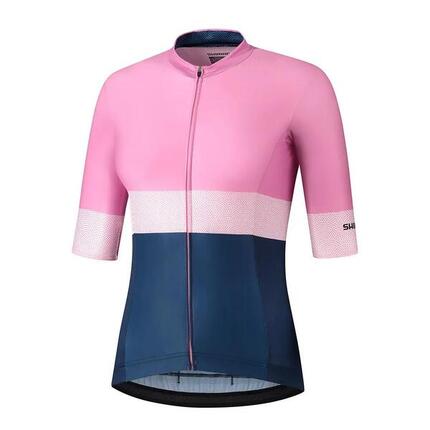 Fietsshirt -Wielershirt Yuri - L - Dames - Roze / Blauw - Fietsshirt