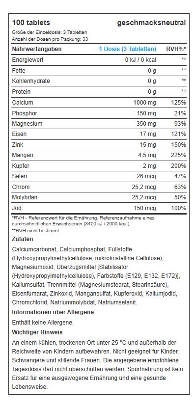 Multimineral Complex - 100 comprimés de Biotech USA 4/6