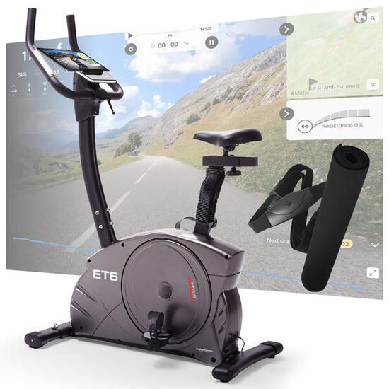 Heimtrainer Ergometer - bis 150kg + 200cm - inkl. Matte + Pulsgurt - ET 6