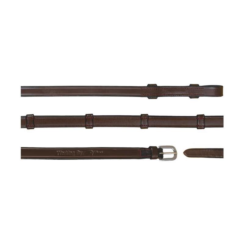 Dy'on 5/8 16mm Full Leather Curb Reins 7 Loops Working Zwart -