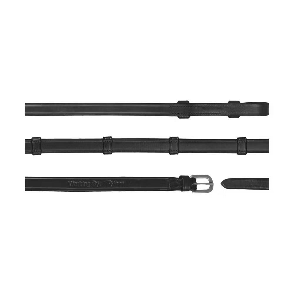 Dy'on 5/8 16 Mm Full Leather Curb Reins 7 Loops Working Zwart - 2/5