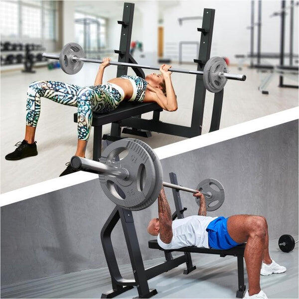 Vlakke halterbank met 130 kg olympische halter 3/15
