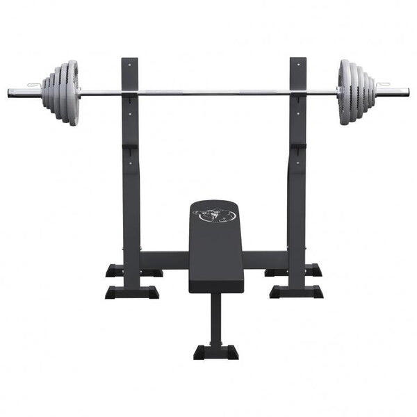 Vlakke halterbank met 130 kg olympische halter 5/15