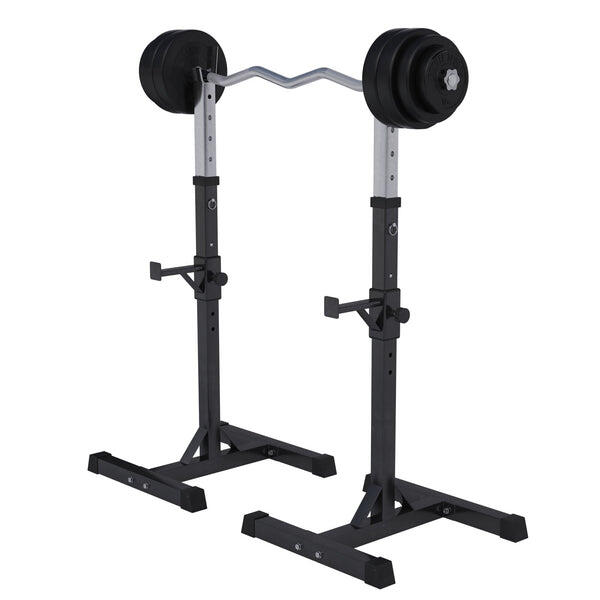 Gorilla Sports - Repose Halteres Pour Halteres Longs + Set D'Halteres Poids Plastique + Barre Cur - Rack À Squat - Noir - Taille Unique - Decathlon