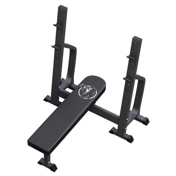 Vlakke Halterbank - Fitnessbank - Haltersteunen - Belastbaar tot 250 kg - Zwart 2/7