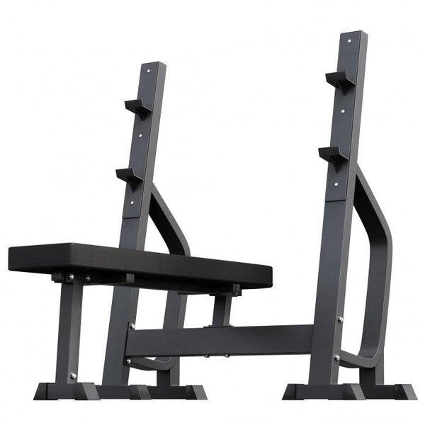 Vlakke Halterbank - Fitnessbank - Haltersteunen - Belastbaar tot 250 kg - Zwart 4/7