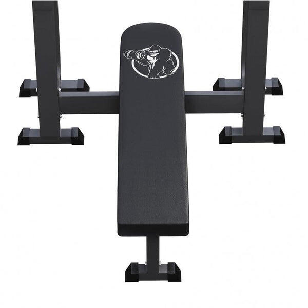 Vlakke Halterbank - Fitnessbank - Haltersteunen - Belastbaar tot 250 kg - Zwart 6/7