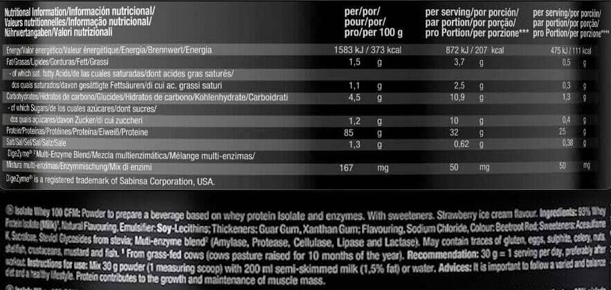 Isolato di siero di latte - Isolate Whey 100 CFM - Gelato alla Fragola 3/4
