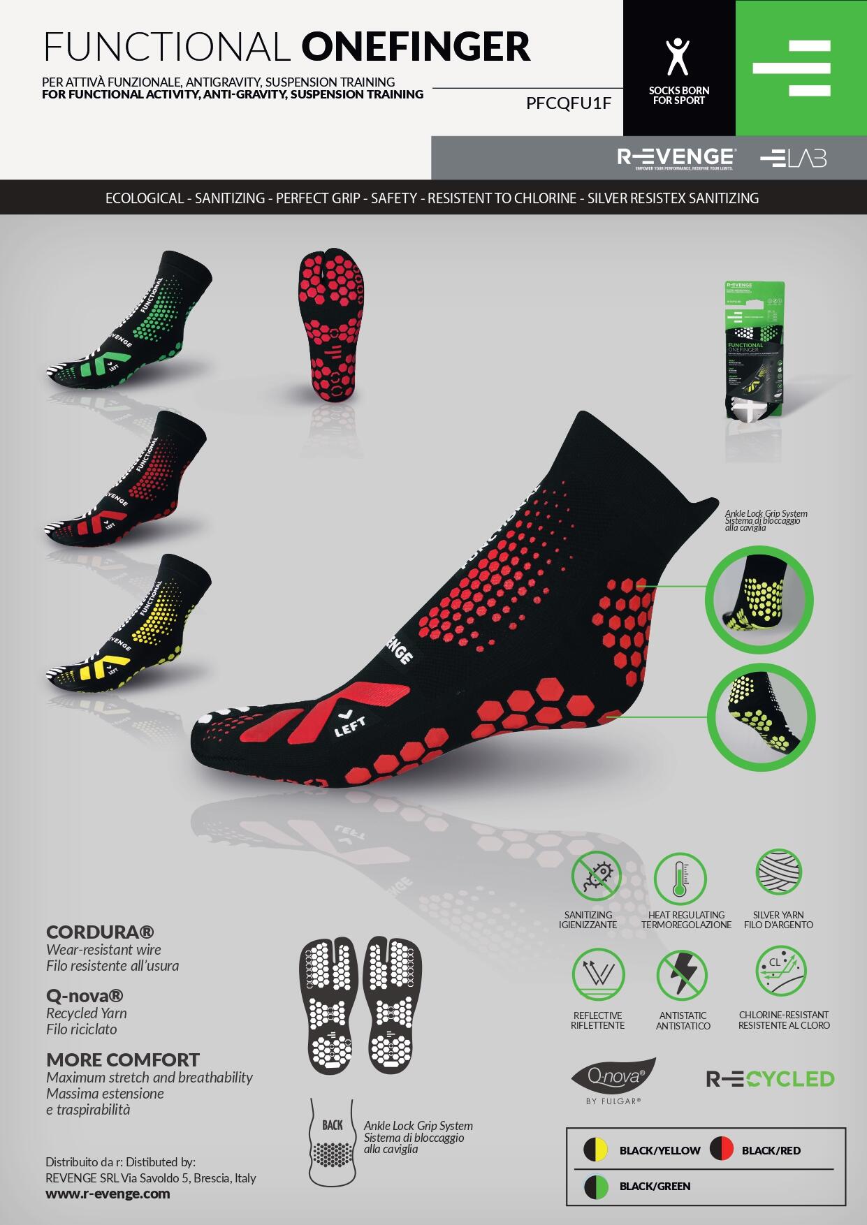 Calcetín Functional Negro/Rojo ideal para actividad funcional/antigravedad 2/2