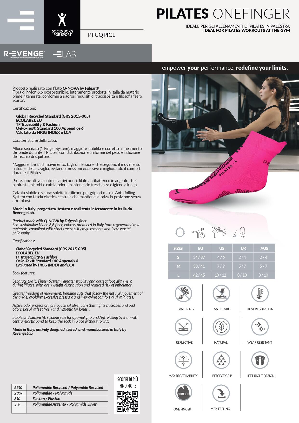 Pack de 2 meias Pilates 1Finger, uma de cada cor, a um preço com desconto. 3/4