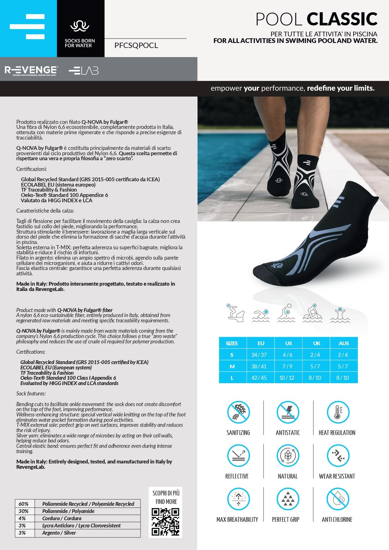 Set mit 4 Pool Classic Socken, eine pro Farbe, zum Preis von 3. 3/4
