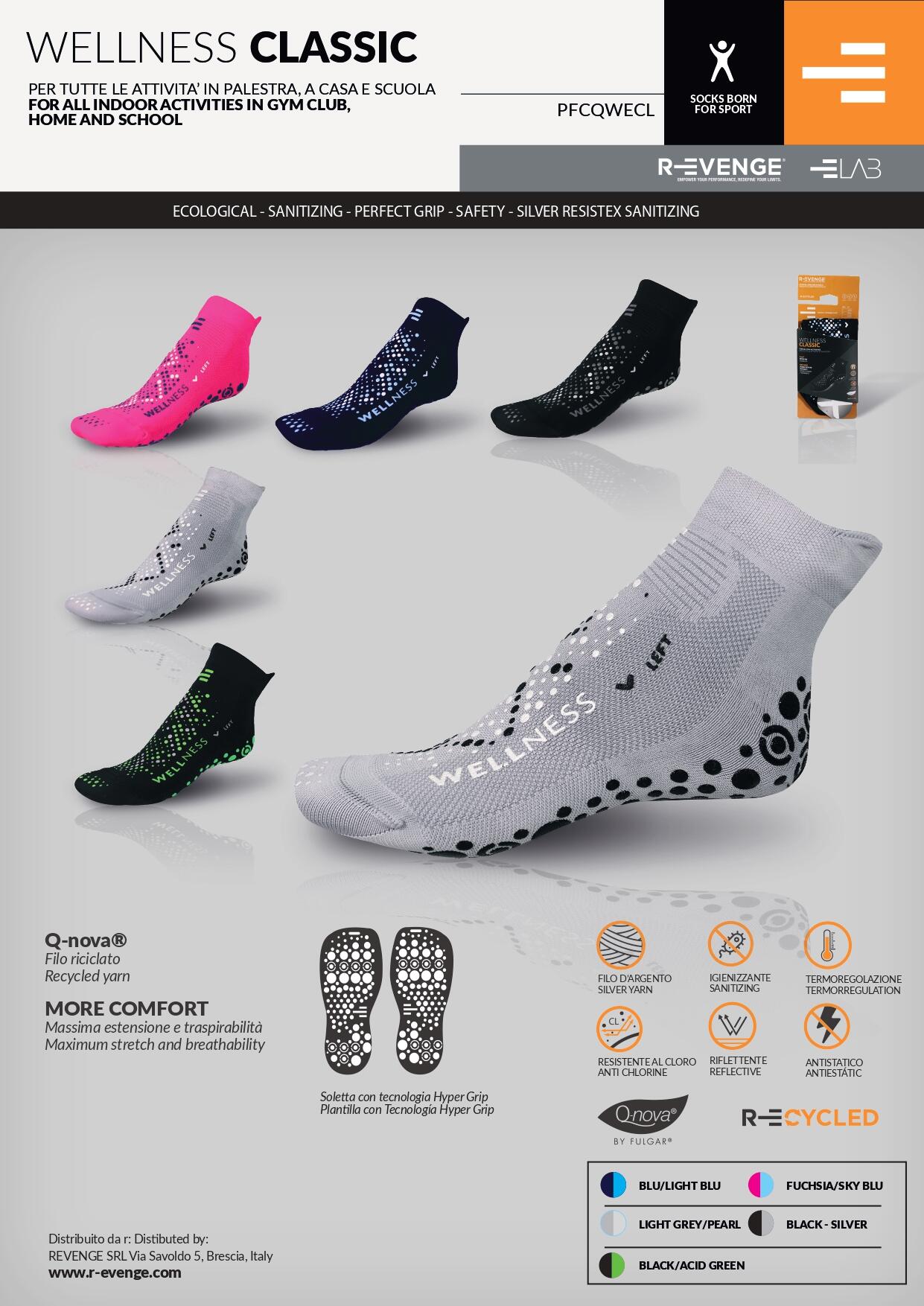 Calcetín Wellness Azul/Azure, ideal para todas las actividades en el gimnasio 7/8