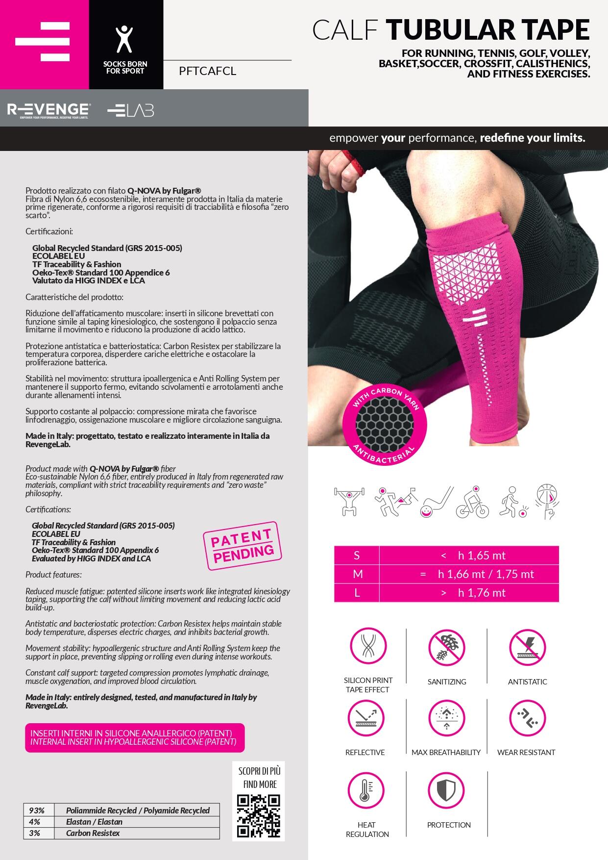 Calf tubulartape azul, ideal para Academia, Corrida, Basquete, Crossfit 3/4
