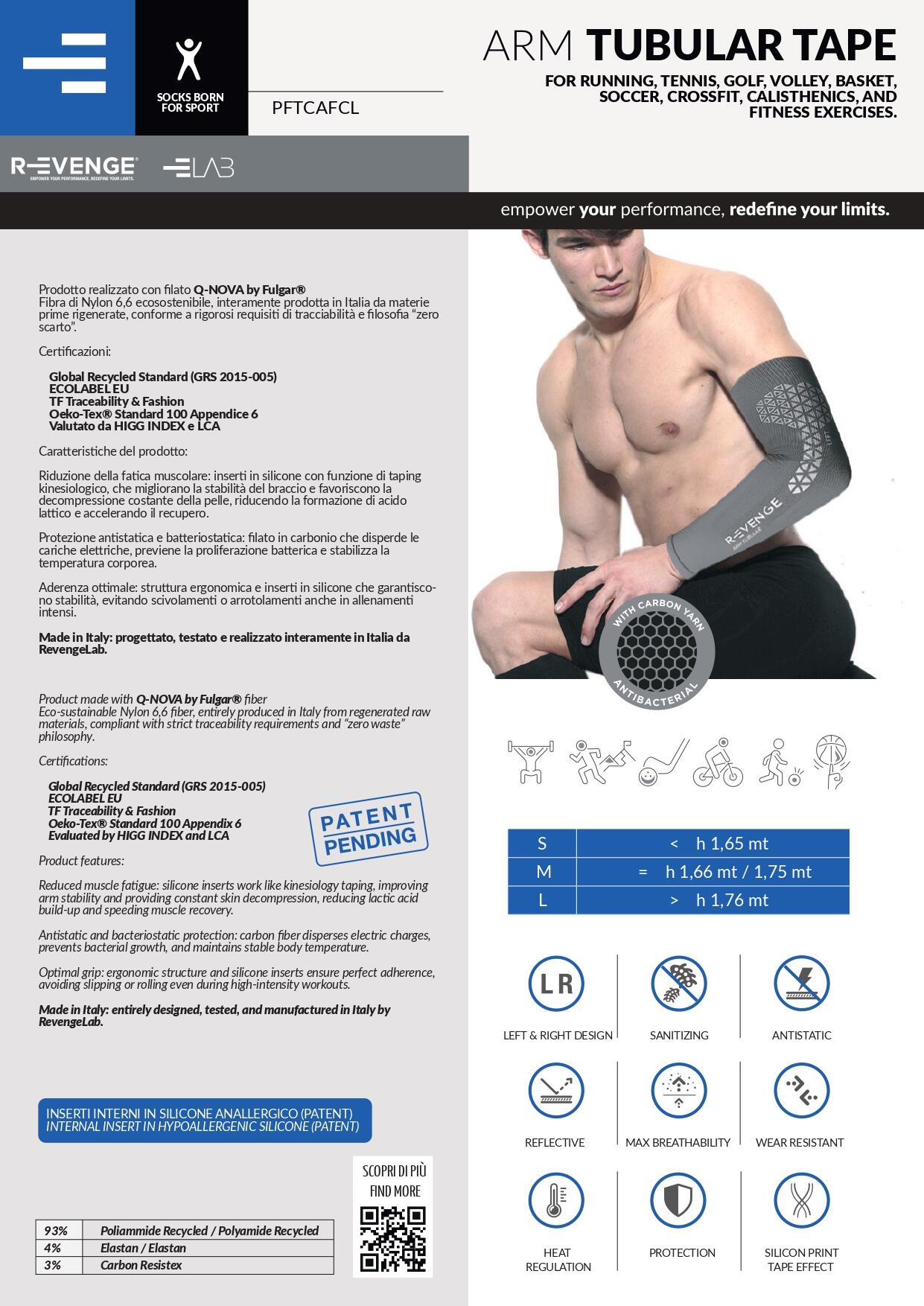Arm tubulartape fúcsia, ideal para Tênis, Padel, Basquete, Fitness, Golfe 3/4