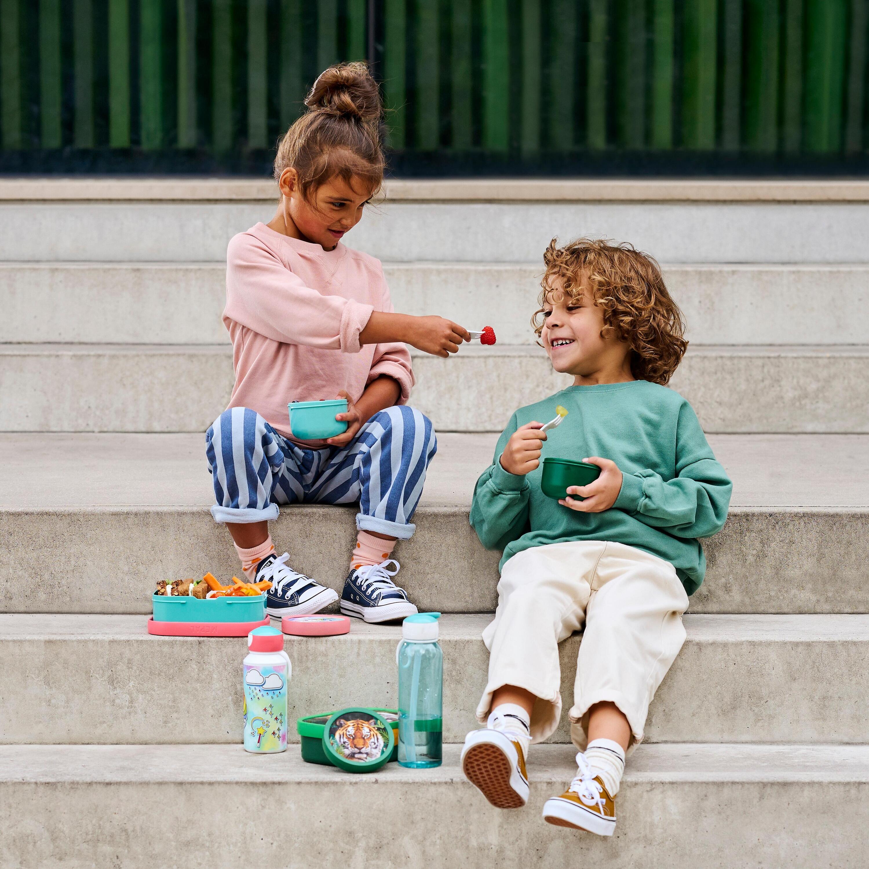 Mepal | Contenitore per frutta e bento per bambini | Campus Little Dutch incontra frutta | lavabile in lavastoviglie | 300 & 750 ml | con scomparti, forchetta e chiusura a clip