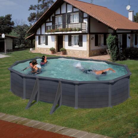 Stahlwandpool in Graphitfarbe Granada 500 x 300 x 132 cm Oval 3/5