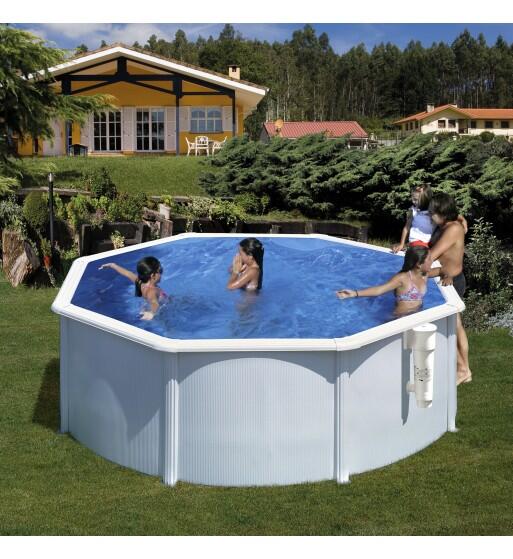 Piscina Bora Bora con parete in acciaio bianco 350 x 120 cm rotonda 2/7