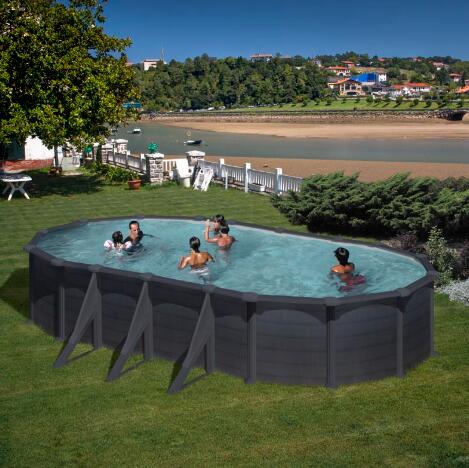 Stahlwandpool in Graphitfarbe Granada 500 x 300 x 132 cm Oval 2/5