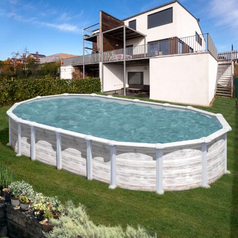 Ovales Stahlbecken Nordische Dekoration Island 610 x 375 x 132 cm 2/7