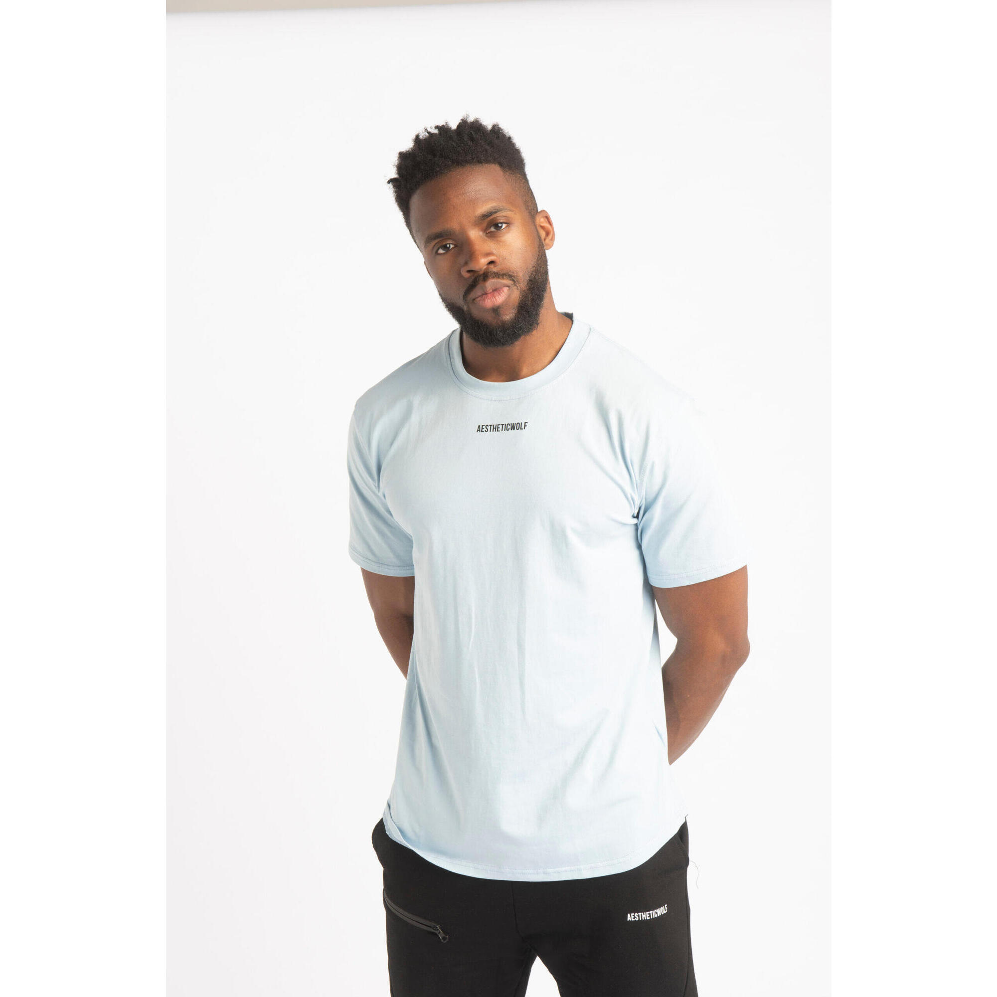 Aesthetic Wolf - Core Scoop T-shirt Fitness- Homme - Bleu Layette - T-shirt Manches Courtes - Bleu - 38 S - Decathlon