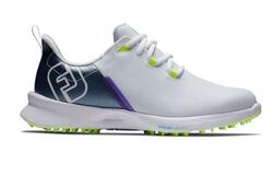 Chaussures de golf Footjoy Fuel Sport pour femme, blanches et bleues