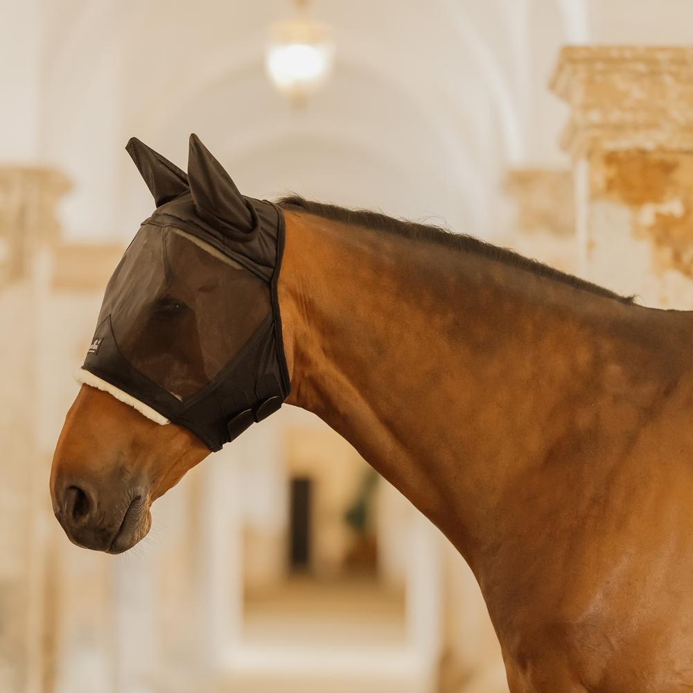 Fly mask skin friendly with ears black cob 3/5