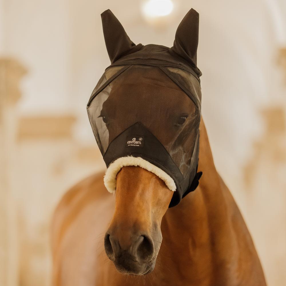 Fly mask skin friendly with ears black cob 4/5