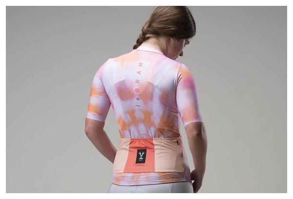 LeBram Race Damen-Trikot mit kurzen Ärmeln in Rosa und Orange 6/7