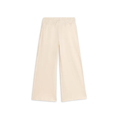 Pantaloni bambina wide leg in cotone con impunture