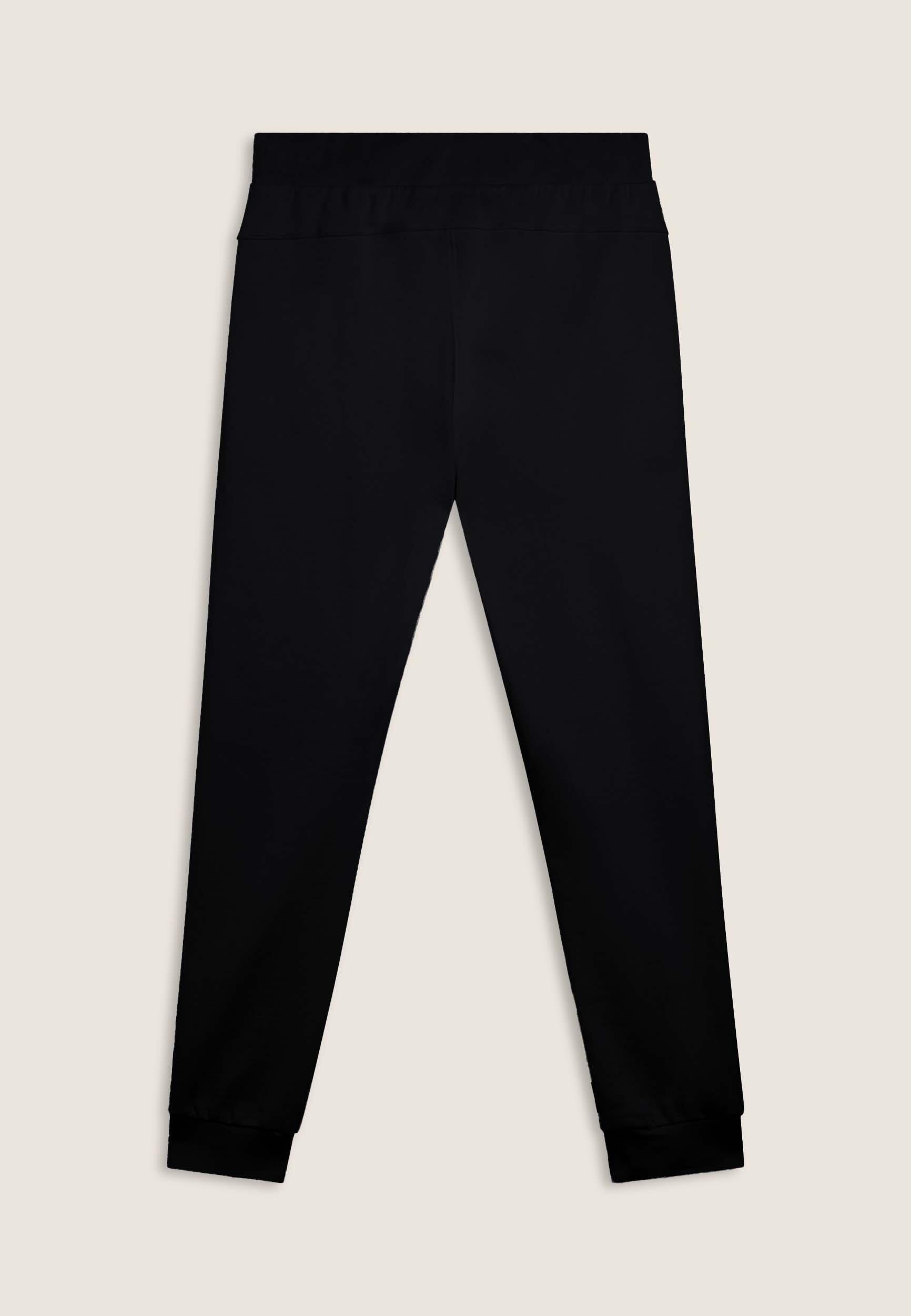 Pantaloni in felpa di cotone con fondo e vita in costina 2/3