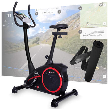 Vélo d'appartement - 150 kg - avec ceinture cardiaque + tapis - AL 2S Digital
