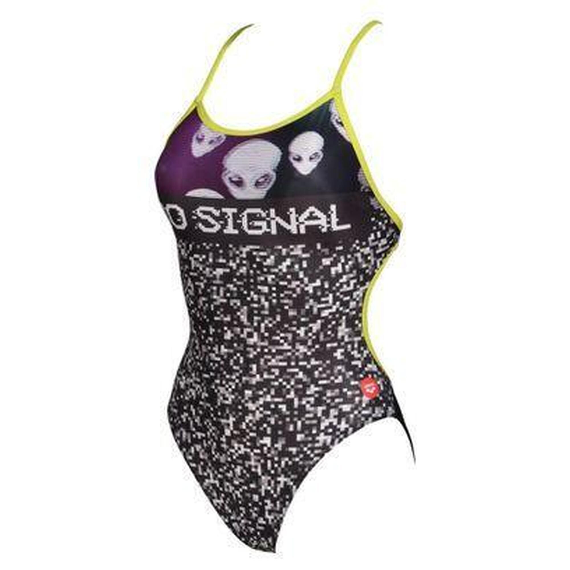 Arena - Maillot De Bain Femme 1 Pièce Arena Lace Back Multi Couleurs - Maillot De Bain 1 Pièce - Jaune|noir - Decathlon