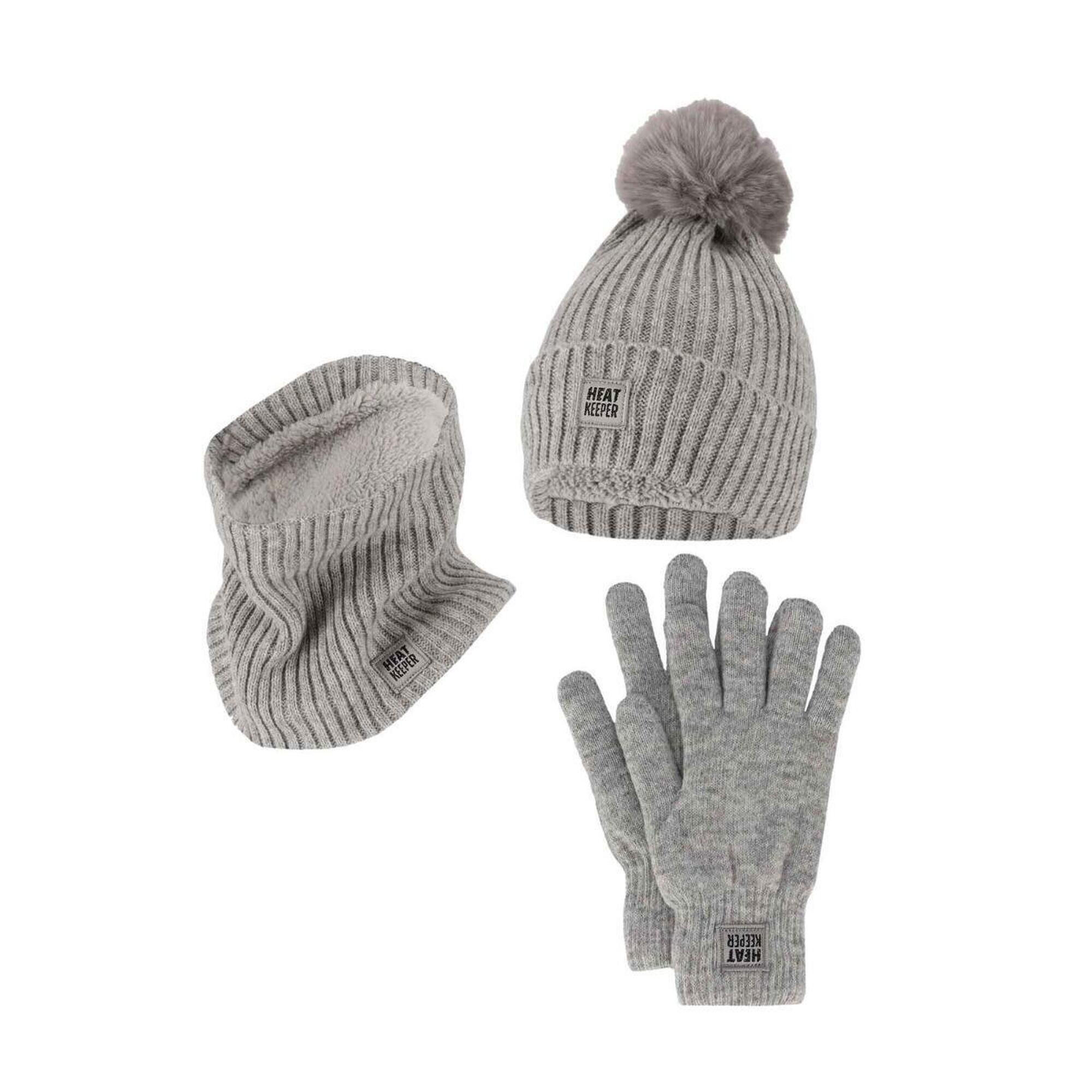 Heat Keeper - Ensemble Thermique Hiver Femme - Bonnet + Gants + Tour De Cou - Gris - Bonnet - Gris - No Size - Decathlon