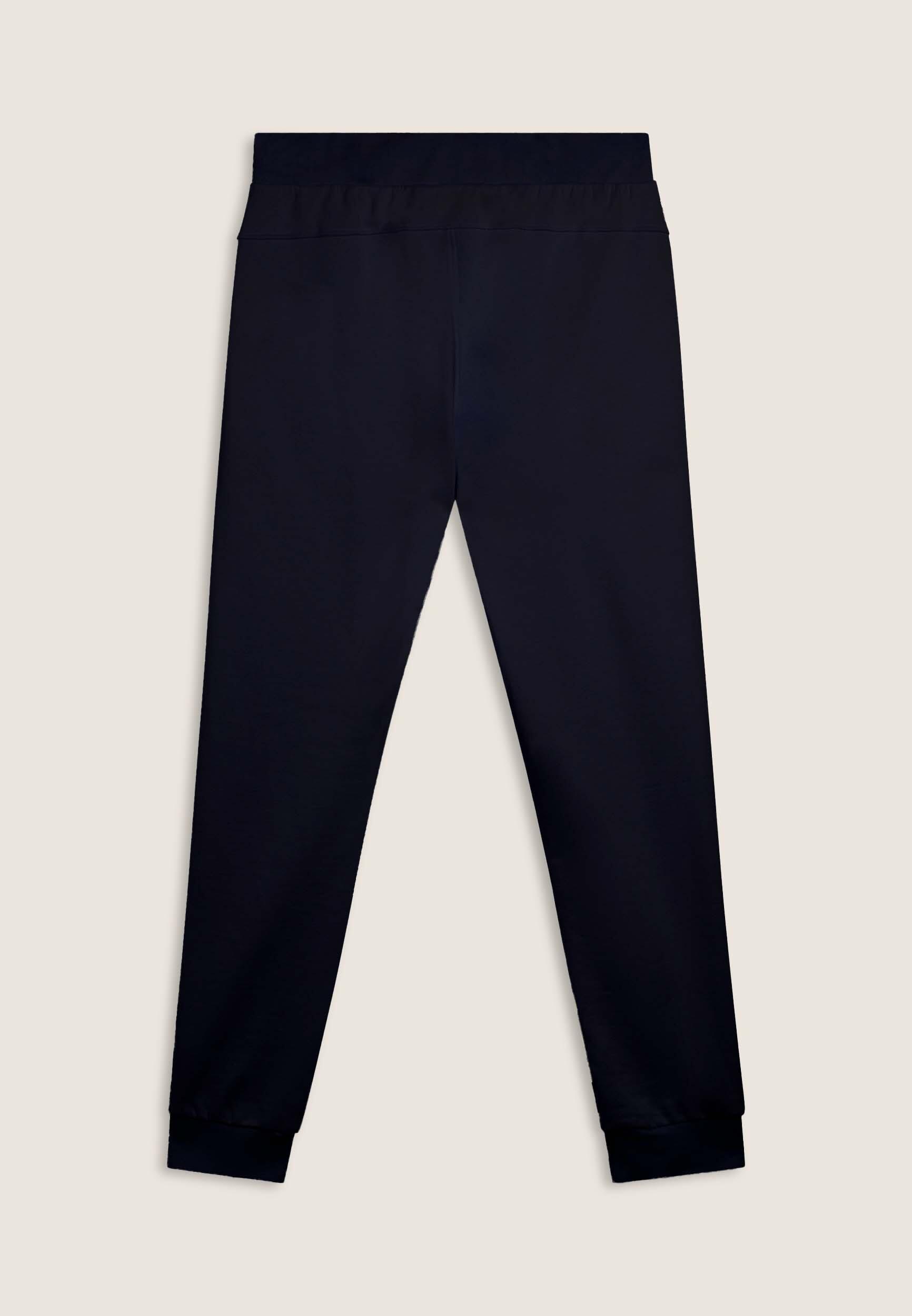 Pantaloni in felpa di cotone con fondo e vita in costina 2/3