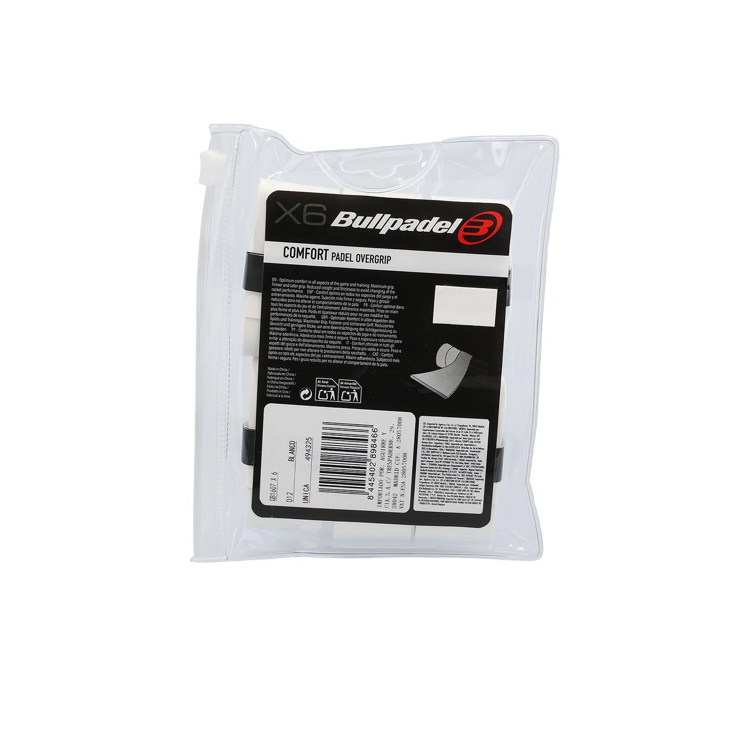 Blister 6 Pz. Overgrips Bullpadel Comfort Bianco 2/4