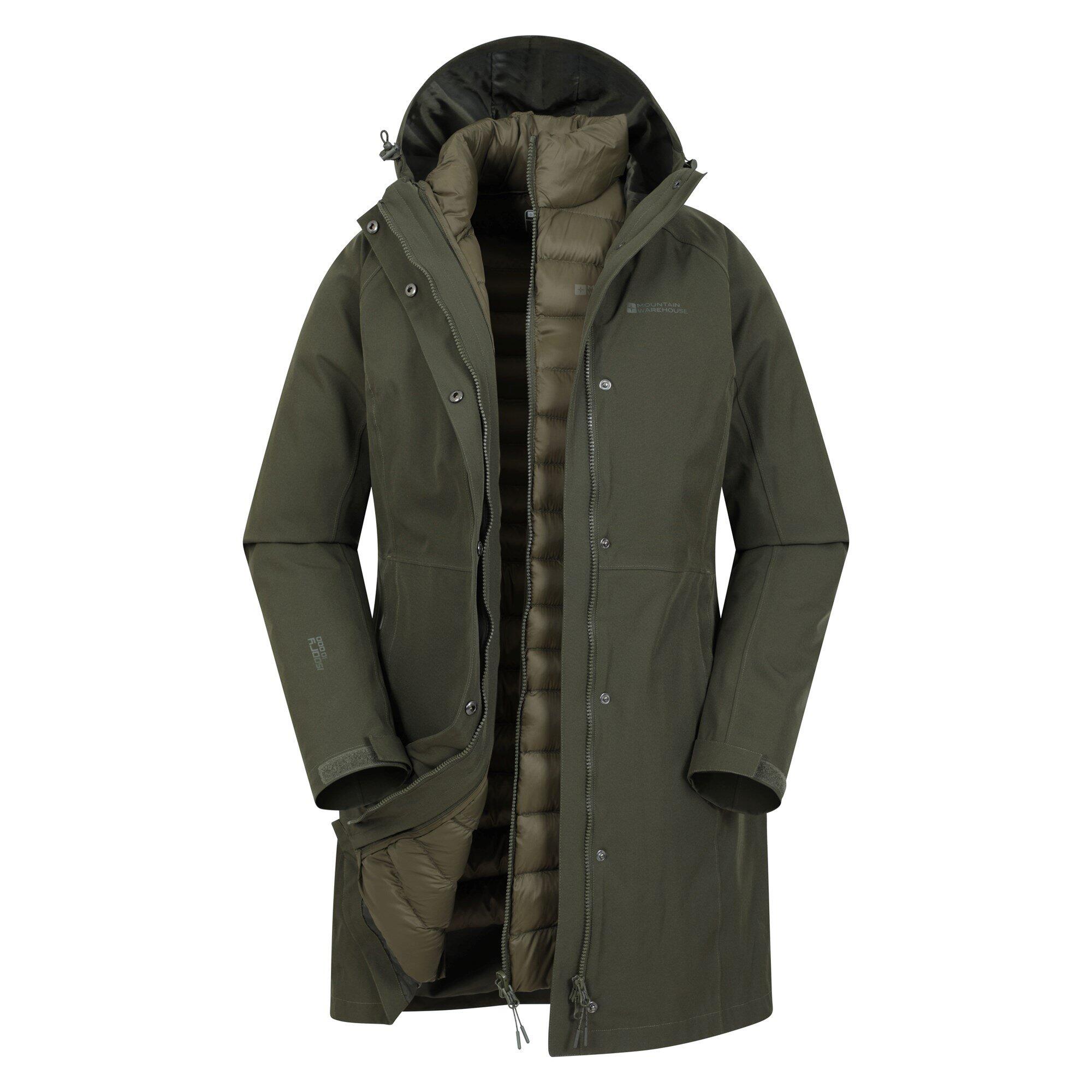 Mountain Warehouse - Mountain Warehouse Veste Longue 3 En 1 Femme Alaskan - Imperméable Et Chaude - Veste 3 En 1 - Vert - Decathlon