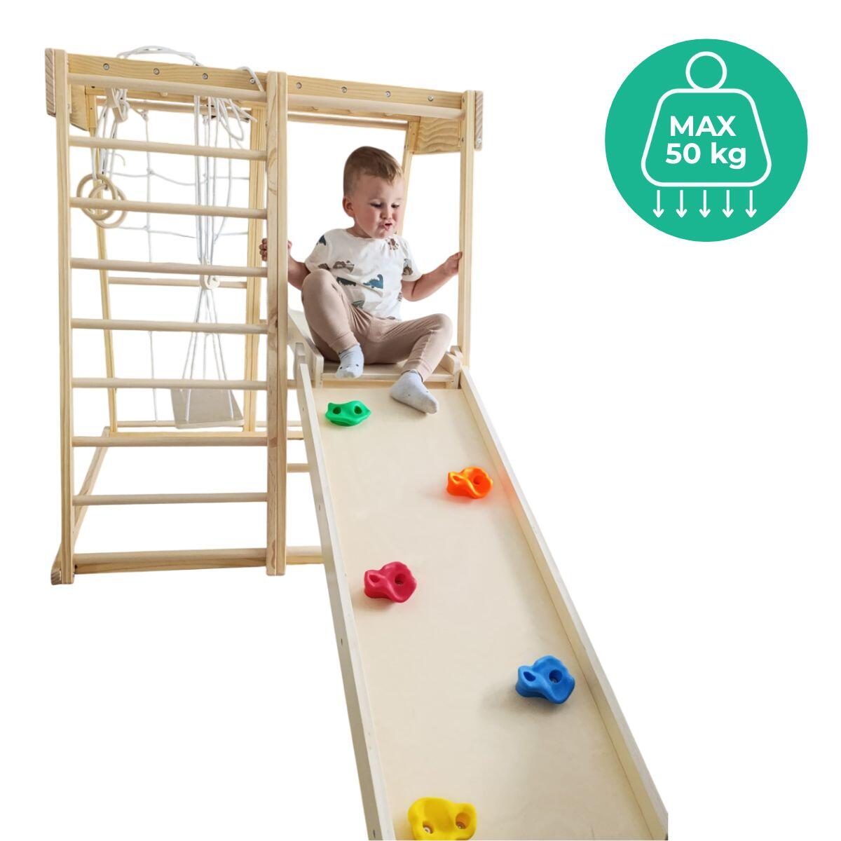 Enfants Gym Aire de Jeux avec Toboggan Balançoire Anneaux Tygrys Bois 3/7