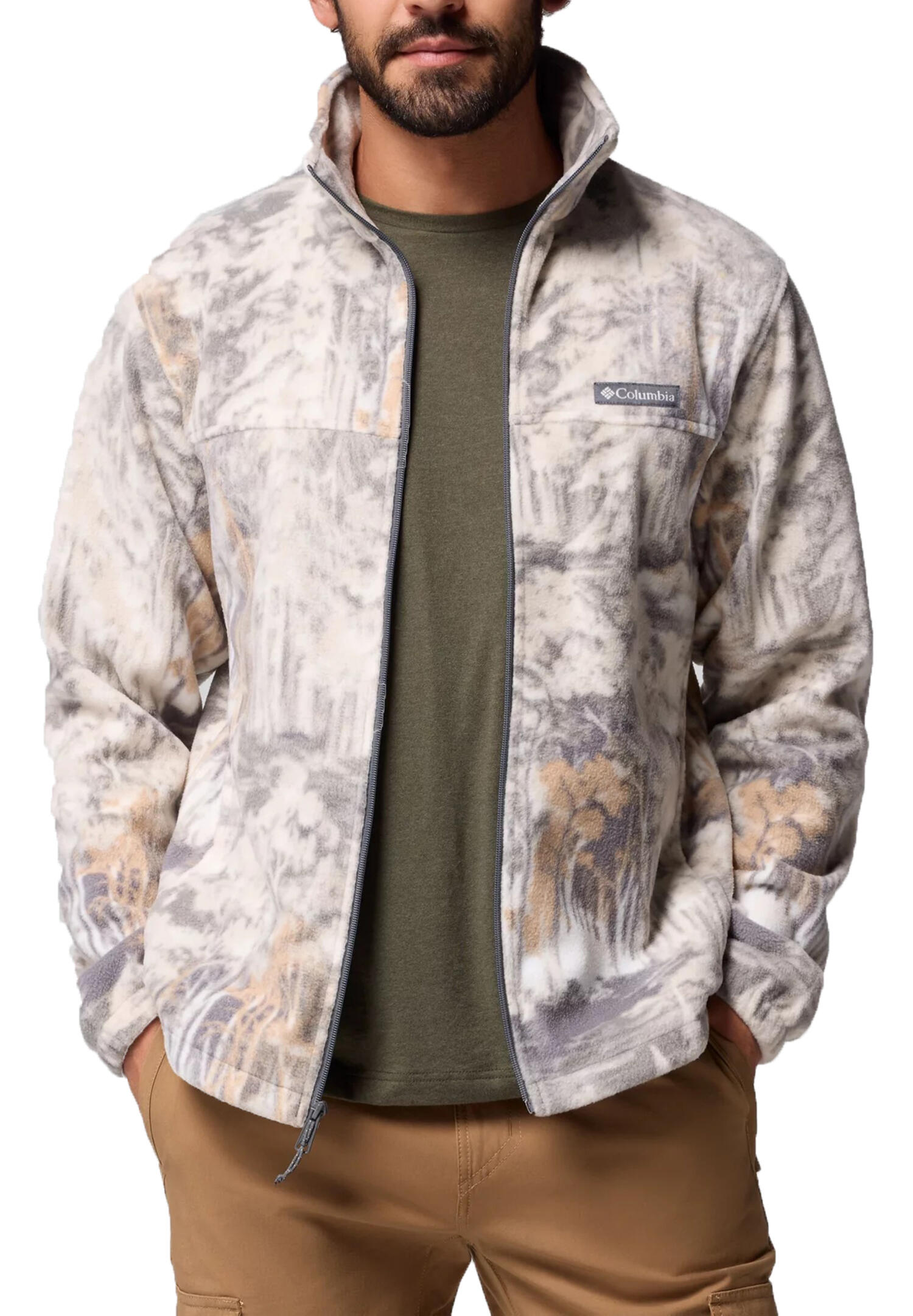 Columbia Steens Mountain Herren Print Fleece Jacke 1478231 030 grau 6/7